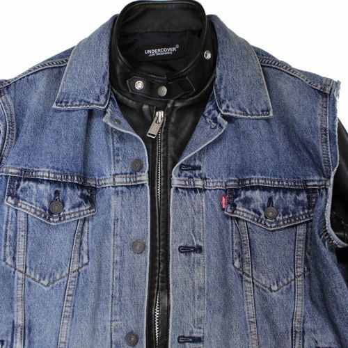 Undercover x Levi’s x Stranger Things Hellfire Club 2022 Denim and Leather Jacket UC2B9212, Black, Size 4, Unworn, view 3