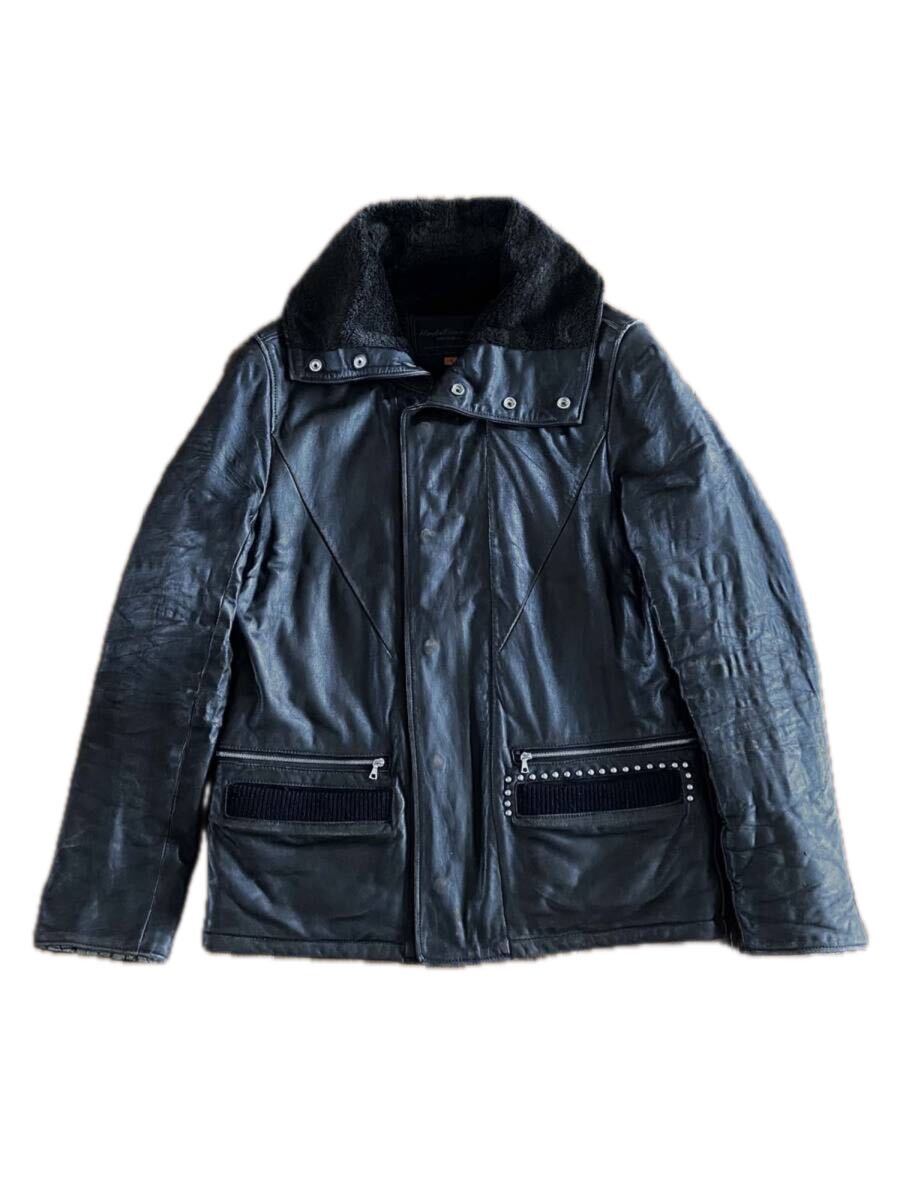 Undercoverism AW2005 Arts and Crafts Studded Lamb Leather Blouson, Pile-Lined, Vintage Finish, Black, Size 2, view 1