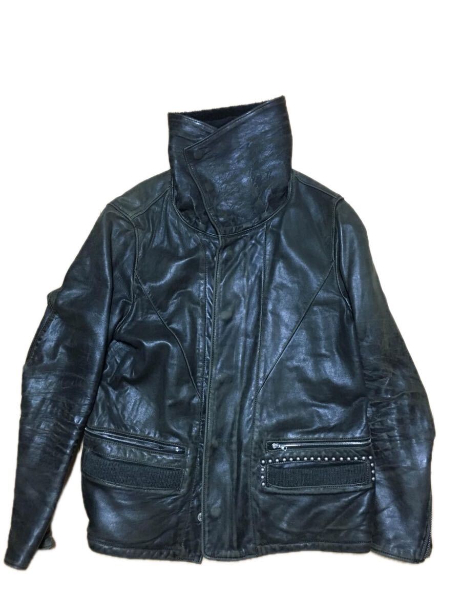 Undercoverism AW2005 Arts and Crafts Studded Lamb Leather Blouson, Pile-Lined, Vintage Finish, Black, Size 2, view 2