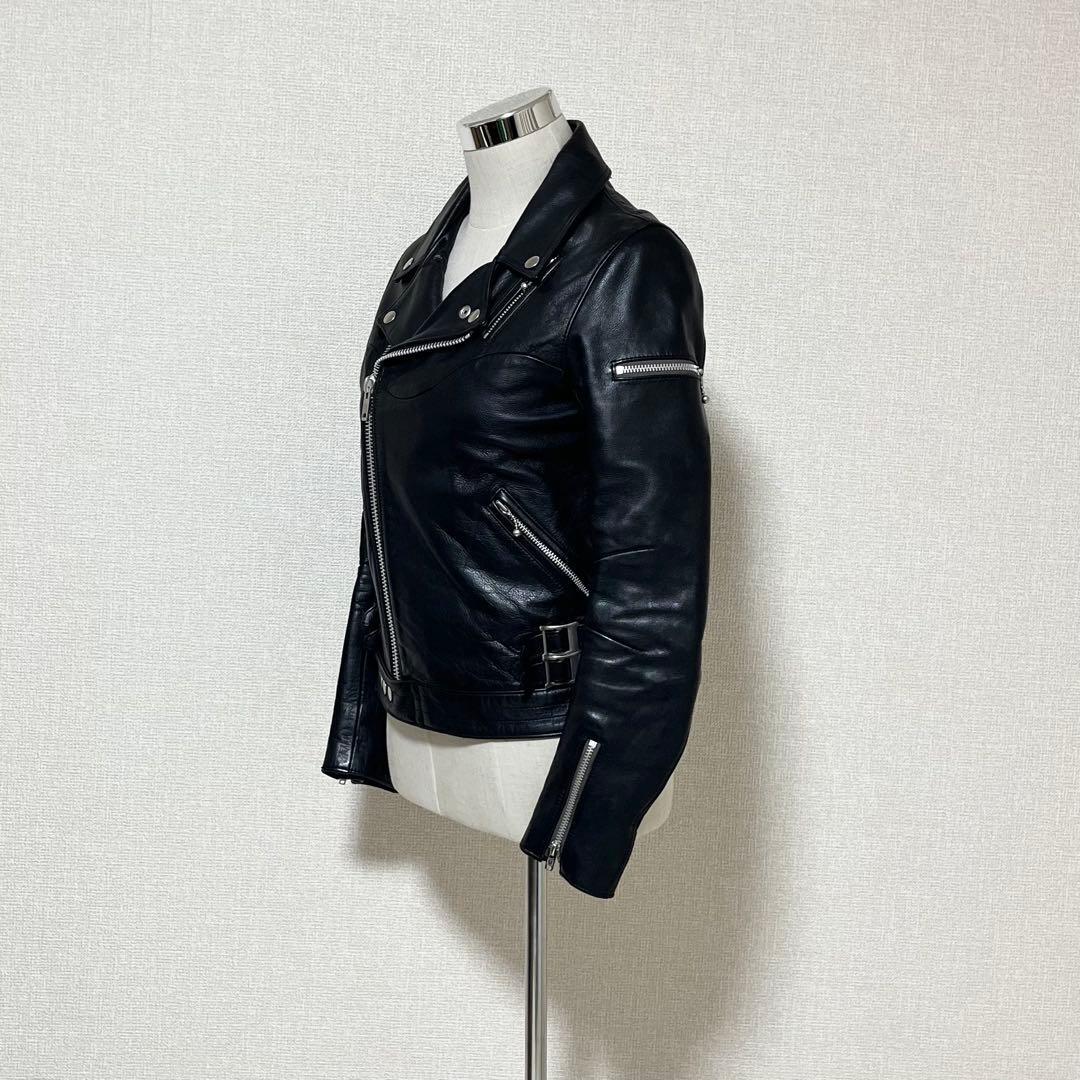 Undercoverism Rebel Clothes Lewis-Style Leather Rider Jacket, Belted Hem, Black, Size 2, Made in Japan, view 2