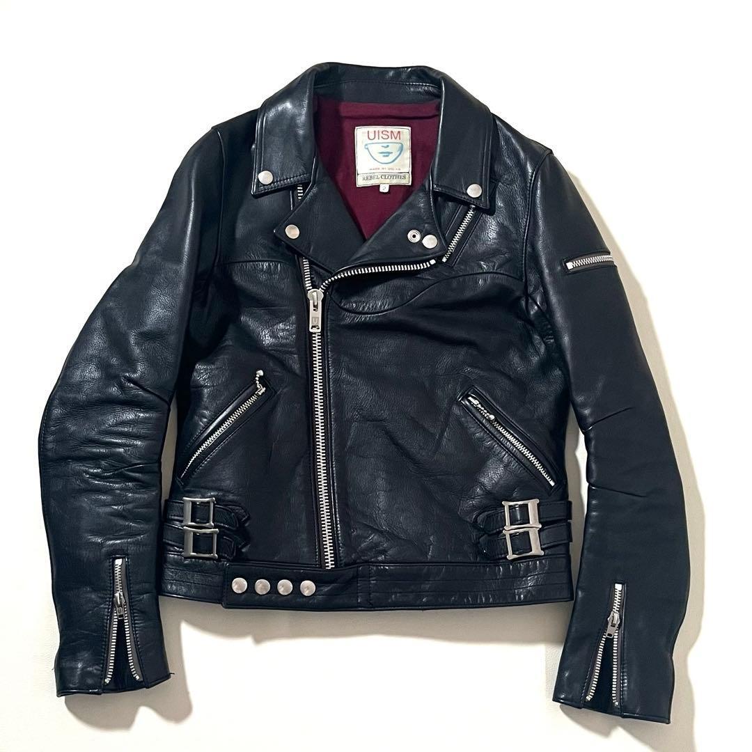 Undercoverism Rebel Clothes Lewis-Style Leather Rider Jacket, Belted Hem, Black, Size 2, Made in Japan, view 3