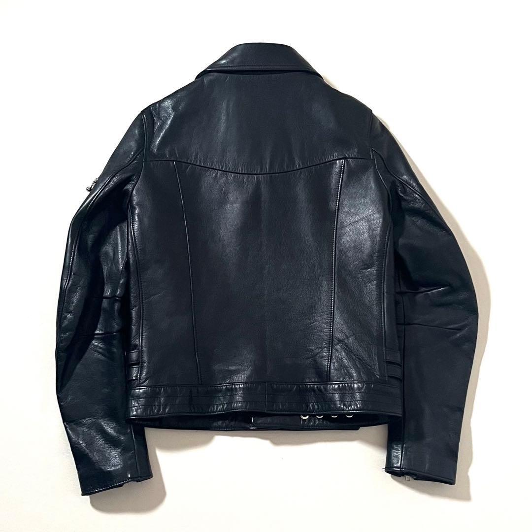 Undercoverism Rebel Clothes Lewis-Style Leather Rider Jacket, Belted Hem, Black, Size 2, Made in Japan, view 4