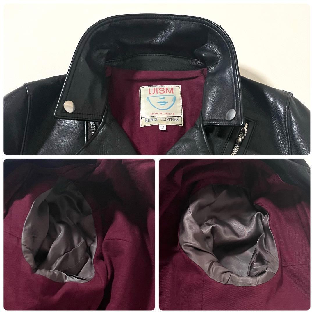 Undercoverism Rebel Clothes Lewis-Style Leather Rider Jacket, Belted Hem, Black, Size 2, Made in Japan, view 7