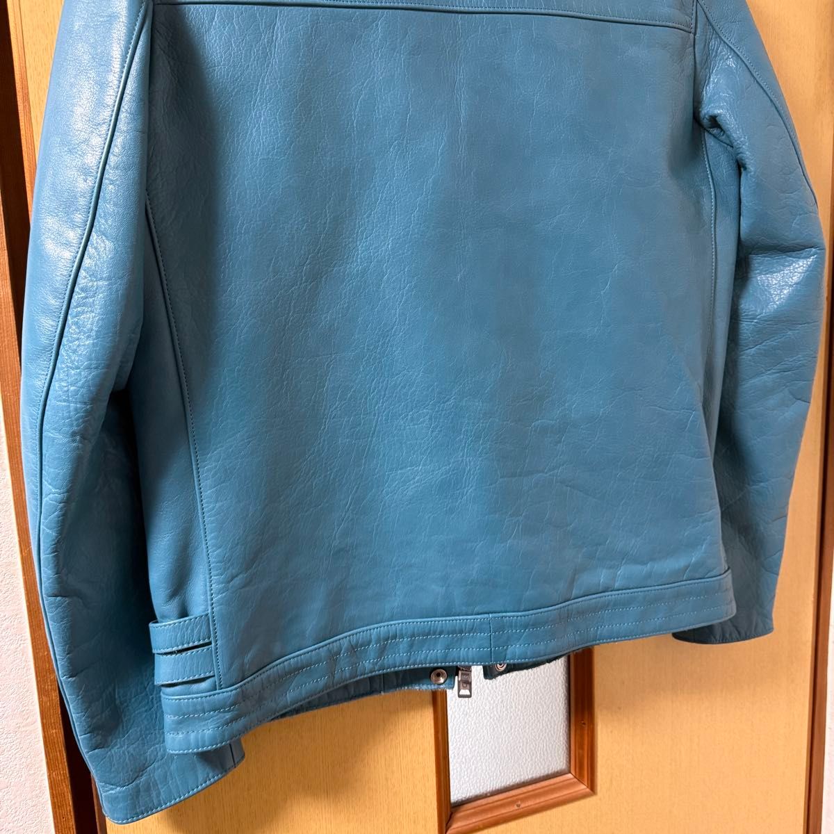Undercoverism Turquoise Cowhide Rider Jacket, UISM Rebel Clothes Label, Burgundy Lining, Size 3, view 4