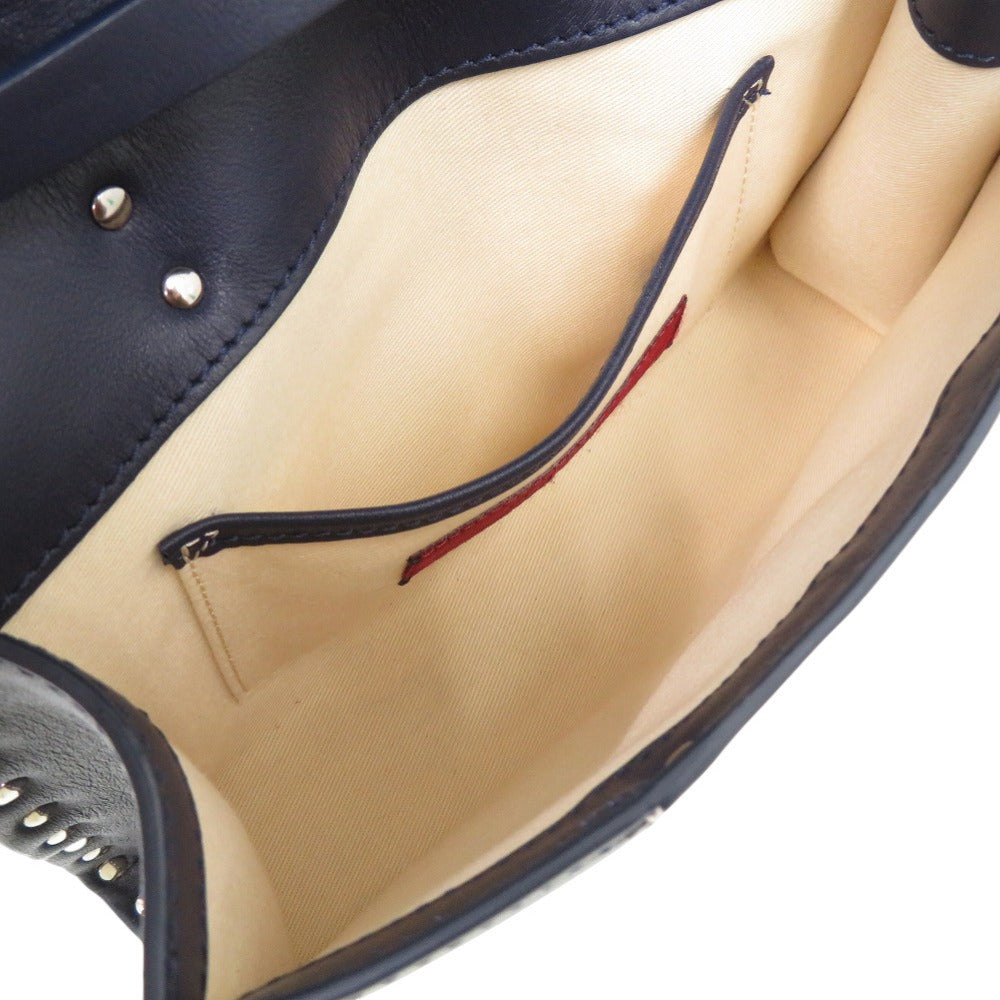 Valentino Garavani Free Rockstud Spike Shoulder Bag, White and Navy Leather, view 7