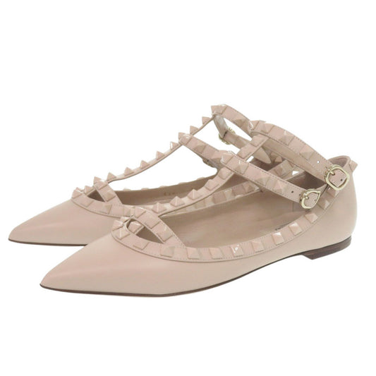 Valentino Garavani Rockstud Ankle-Strap Flats 2W0S376, Poudre Leather, Size 35½, Unused, view 1