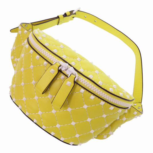 Valentino Garavani Rockstud Spike Belt Bag, Yellow Leather with White Studs, view 1
