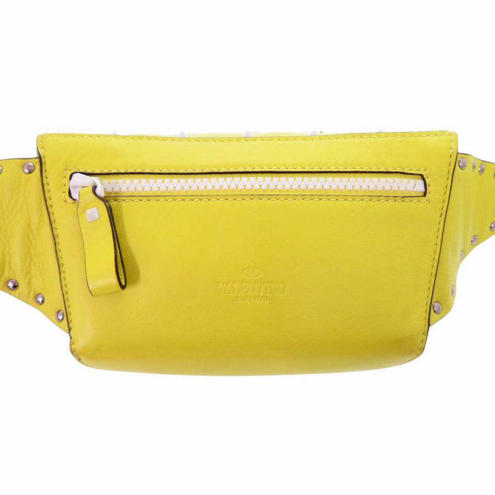 Valentino Garavani Rockstud Spike Belt Bag, Yellow Leather with White Studs, view 3