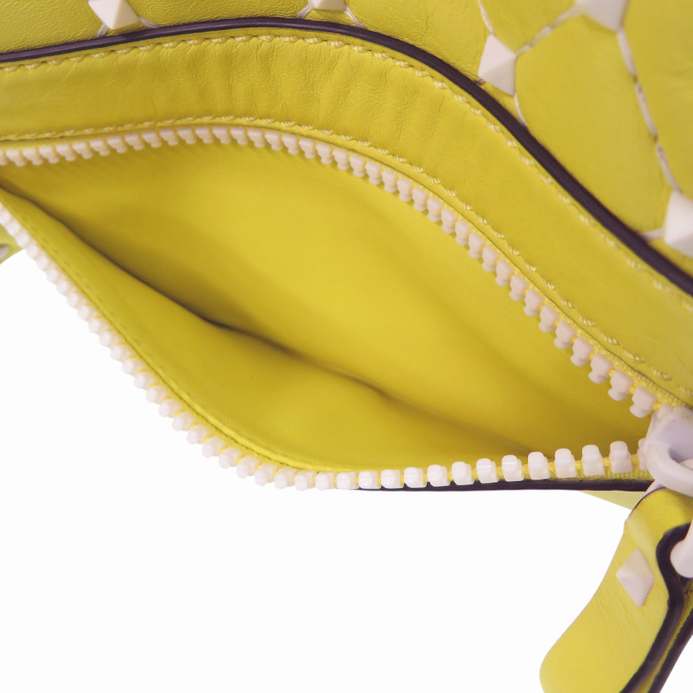 Valentino Garavani Rockstud Spike Belt Bag, Yellow Leather with White Studs, view 5