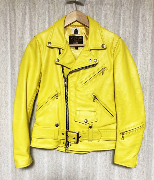 Vanson for Comme des Garçons Dover Street Market Ginza Exclusive Yellow Leather Rider Jacket, AD2012, Size 34, view 1