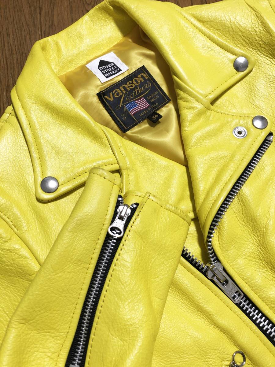 Vanson for Comme des Garçons Dover Street Market Ginza Exclusive Yellow Leather Rider Jacket, AD2012, Size 34, view 3