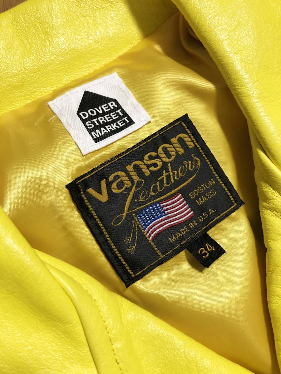 Vanson for Comme des Garçons Dover Street Market Ginza Exclusive Yellow Leather Rider Jacket, AD2012, Size 34, view 4