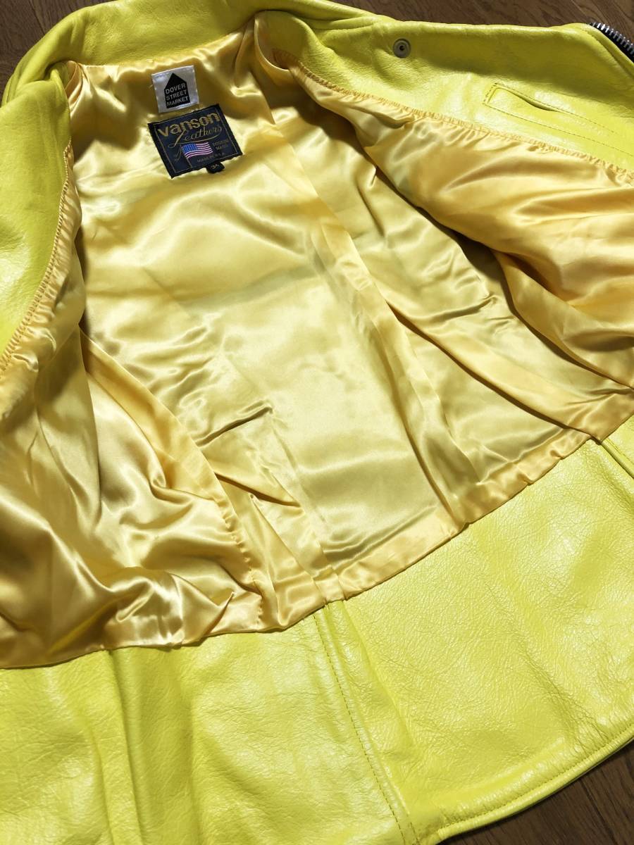 Vanson for Comme des Garçons Dover Street Market Ginza Exclusive Yellow Leather Rider Jacket, AD2012, Size 34, view 7