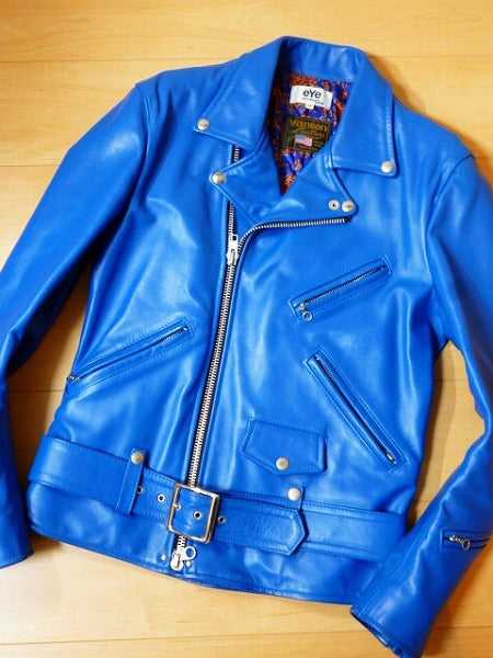 Vanson x eYe Junya Watanabe MAN AW2010 Leather Rider Jacket, Royal Blue, Paisley Lining, Size M, view 1