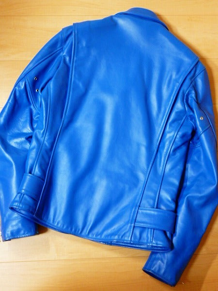 Vanson x eYe Junya Watanabe MAN AW2010 Leather Rider Jacket, Royal Blue, Paisley Lining, Size M, view 2