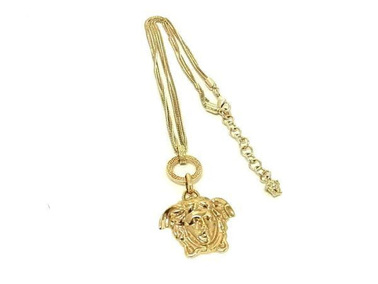 Versace La Medusa Pendant on Triple-Strand Chain Necklace, Gold Tone, 56 cm, Made in Italy, view 1