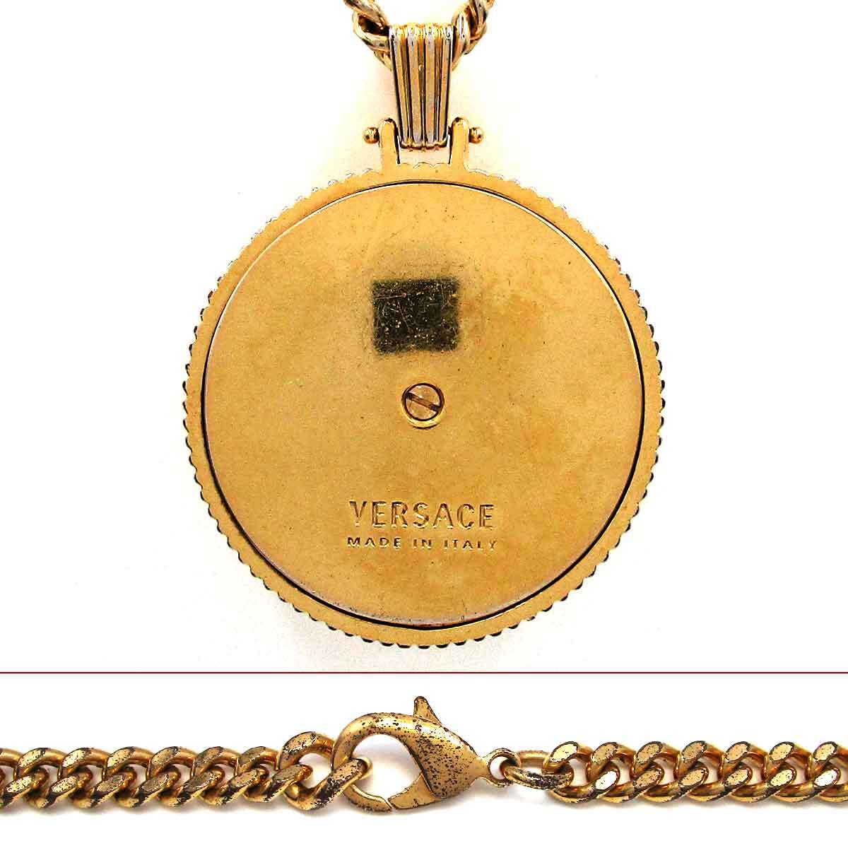 Versace Medusa Sunburst Medallion Pendant on Curb Chain, Gold Tone, 70 cm, Made in Italy, view 4