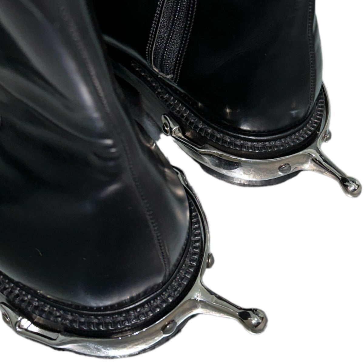 Vetements x Church's Shannon Boot V with Steel Spurs, Polished Binder Calf, Black, Size 7, Made in England, view 5