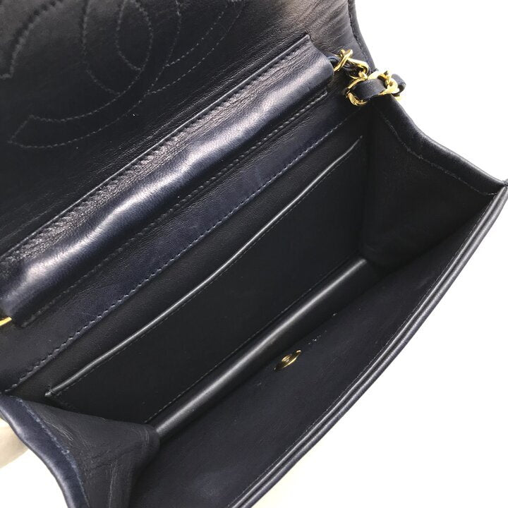 Vintage Chanel Mini Matelassé 19 Navy Lambskin Chain Bag, Gold-Tone Hardware, 1-Series, 1989–1991, photograph 6 of 9