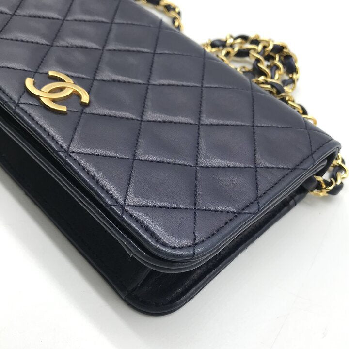 Vintage Chanel Mini Matelassé 19 Navy Lambskin Chain Bag, Gold-Tone Hardware, 1-Series, 1989–1991, photograph 7 of 9