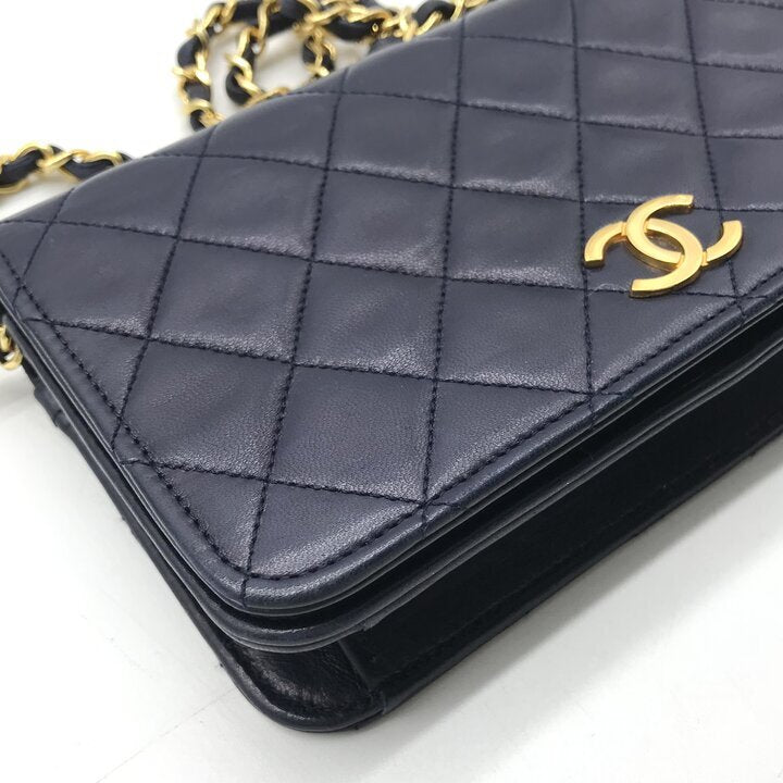 Vintage Chanel Mini Matelassé 19 Navy Lambskin Chain Bag, Gold-Tone Hardware, 1-Series, 1989–1991, photograph 8 of 9