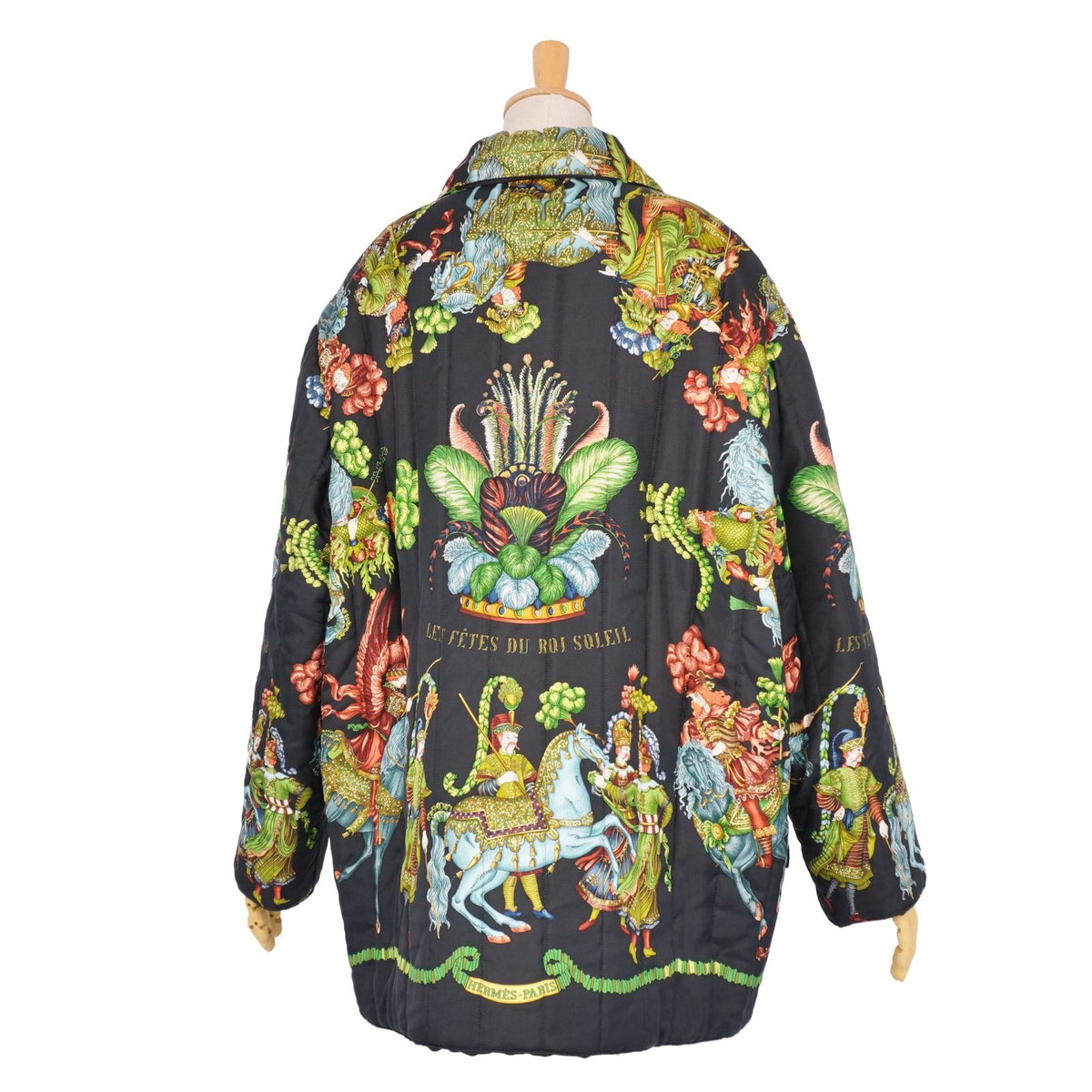 Vintage Hermès Les Fêtes du Roi Soleil Quilted Silk Jacket, Padded, Shirt Collar, Women’s Size 38, view 6