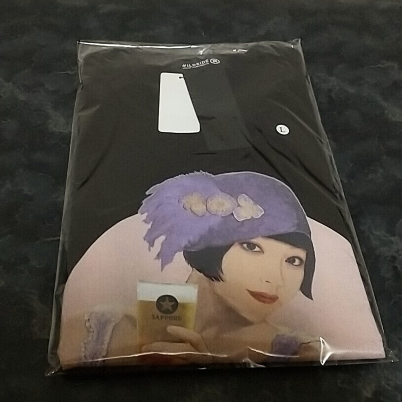 WILDSIDE Yohji Yamamoto x Sapporo Black Label Bijinga Tee by Suzume Uchida, Purple Print, Size L, Sealed, view 4
