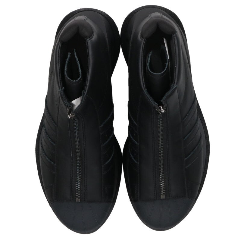 Y-3 Gendo Pro Model IG2934 Zip-Front Leather Sneakers on Cut-Out Platform Sole, Black, 28 cm, Boxed, view 2
