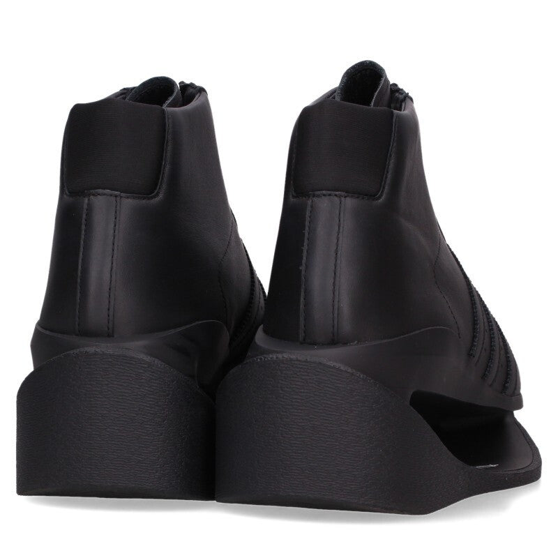 Y-3 Gendo Pro Model IG2934 Zip-Front Leather Sneakers on Cut-Out Platform Sole, Black, 28 cm, Boxed, view 3