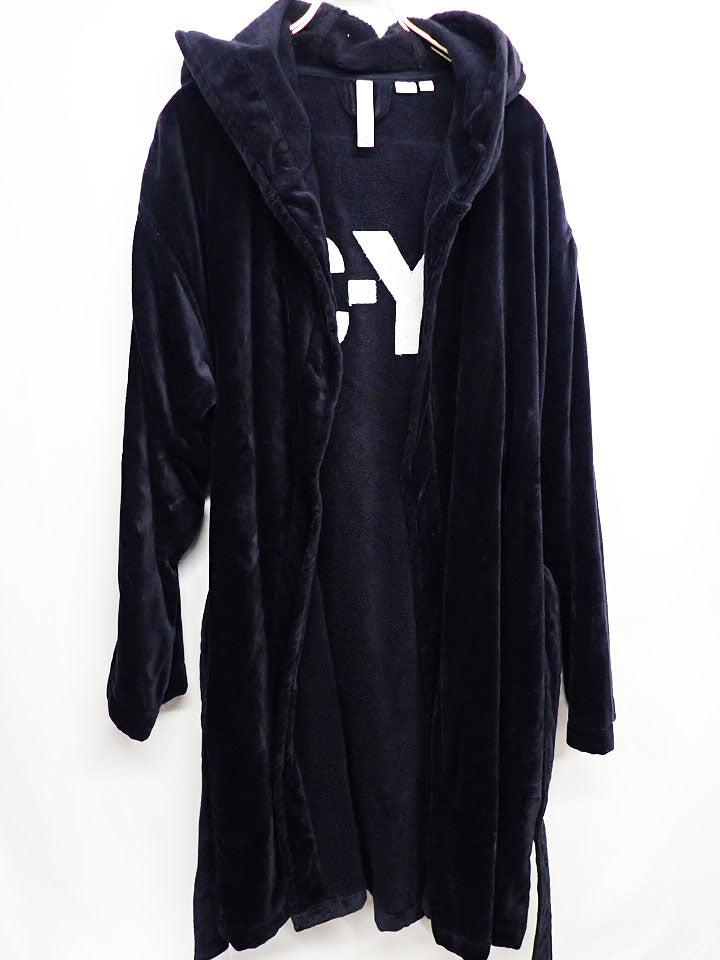 Y-3 Hooded Bathrobe with Back Logo, Cotton Terry Velour, Black, Size S, view 3