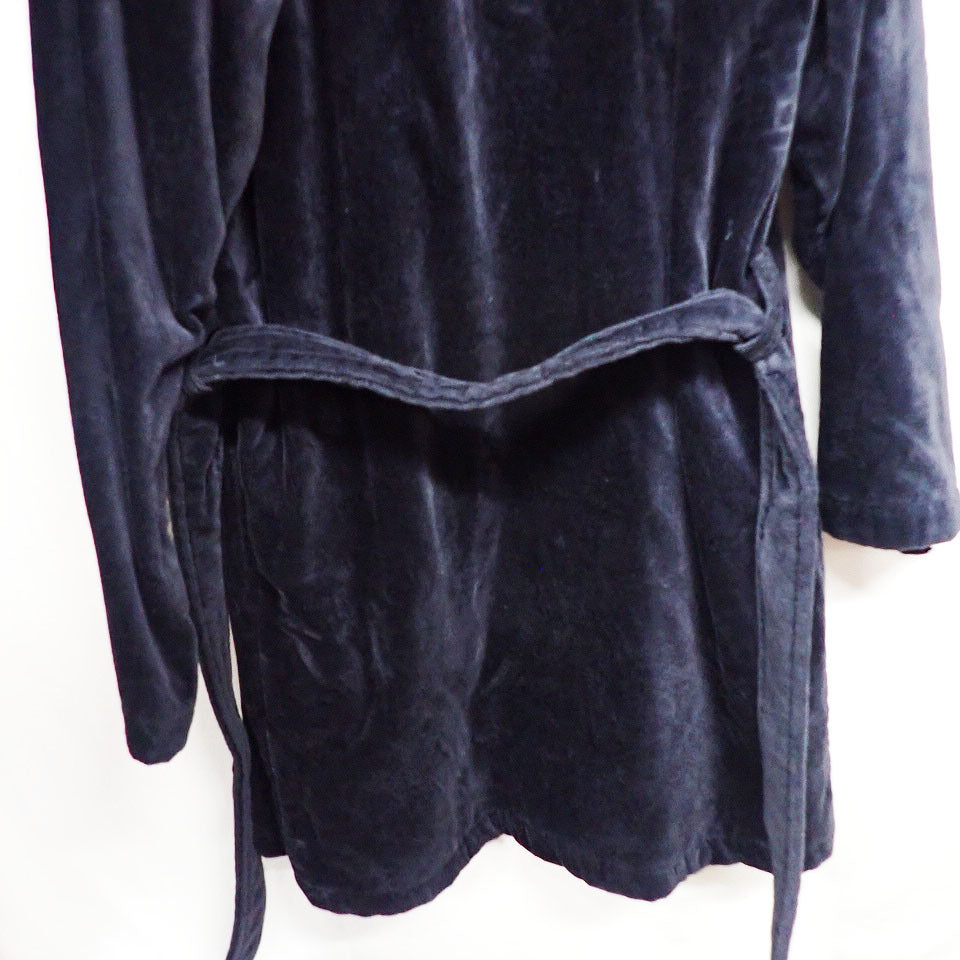 Y-3 Hooded Bathrobe with Back Logo, Cotton Terry Velour, Black, Size S, view 6