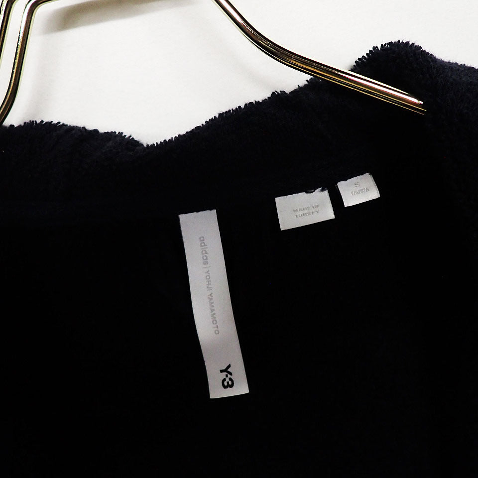 Y-3 Hooded Bathrobe with Back Logo, Cotton Terry Velour, Black, Size S, view 7