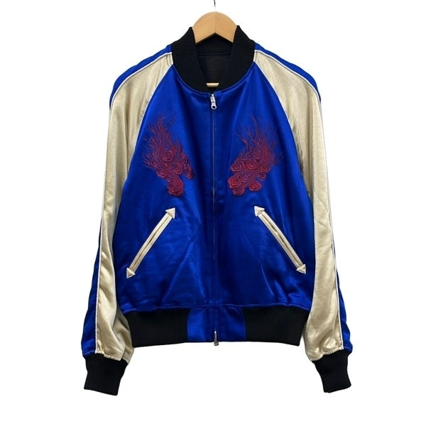 Y-3 JFA Japan Reversible Souvenir Jacket, Embroidered Bird of Prey, Royal Blue, Ivory and Black, Size XS, view 1