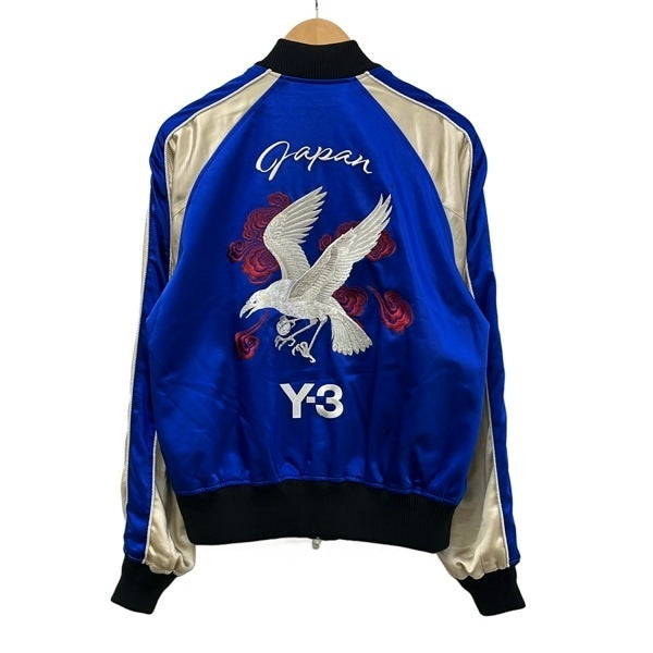 Y-3 JFA Japan Reversible Souvenir Jacket, Embroidered Bird of Prey, Royal Blue, Ivory and Black, Size XS, view 2