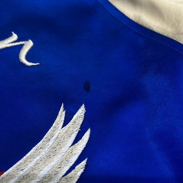 Y-3 JFA Japan Reversible Souvenir Jacket, Embroidered Bird of Prey, Royal Blue, Ivory and Black, Size XS, view 7