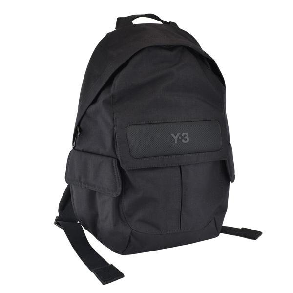 Y-3 Small Backpack JV9721, Black Nylon with Rubberised Logo Panel, New, view 1