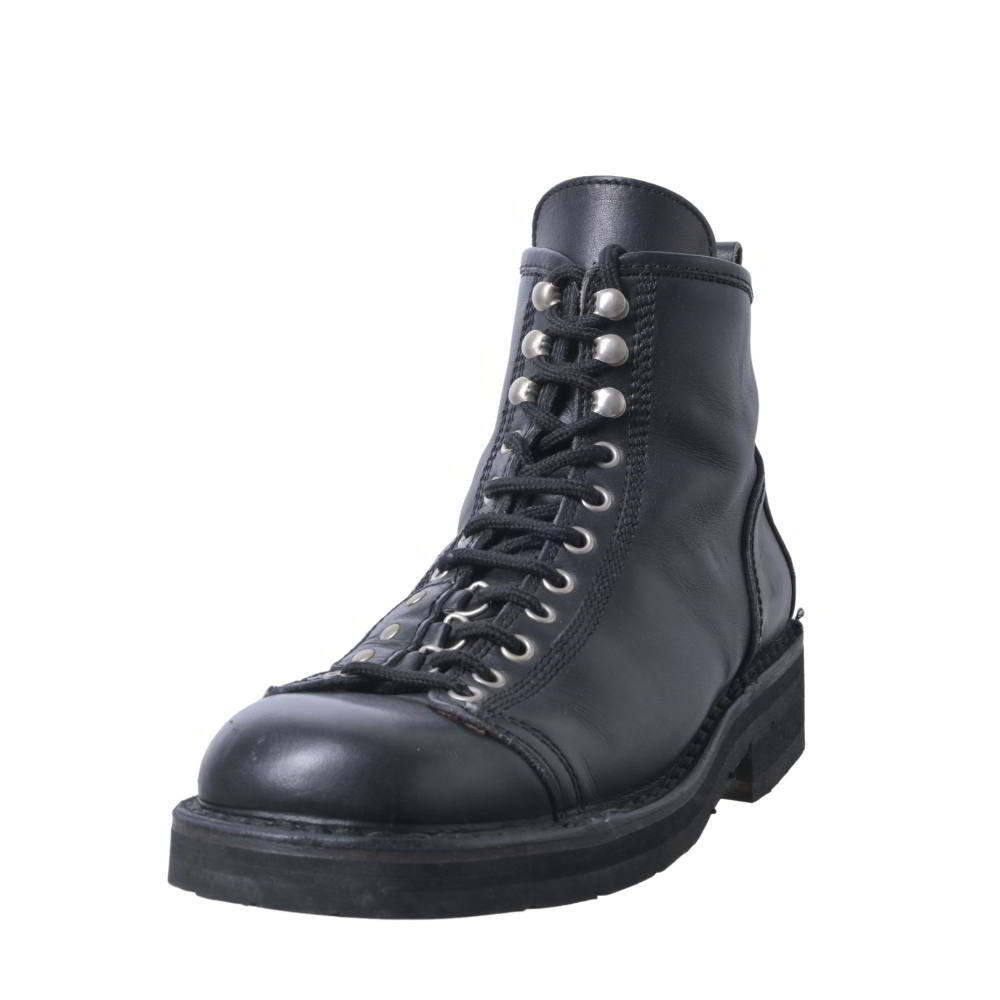 Yohji Yamamoto AW1998 Tyre Sole Monkey Boots, Black Leather Lace-to-Toe, Size 41, view 1