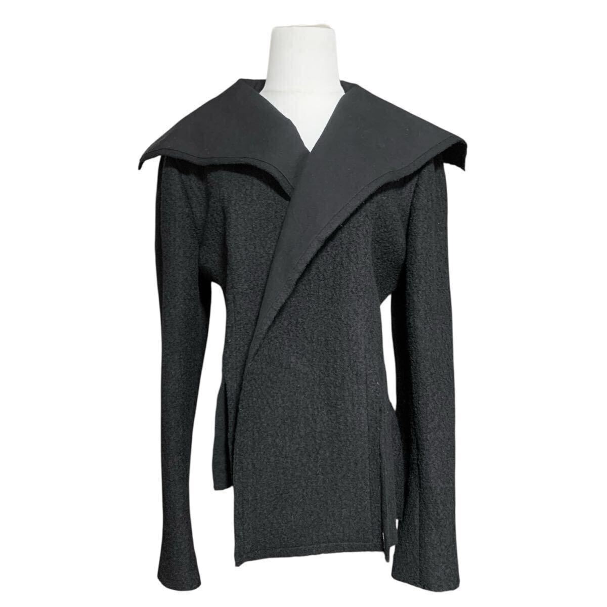 Yohji Yamamoto AW2022 Deformed Sailor Collar Jacket FE-J07-108, Charcoal Cotton and Wool, Women's Size 2, view 2