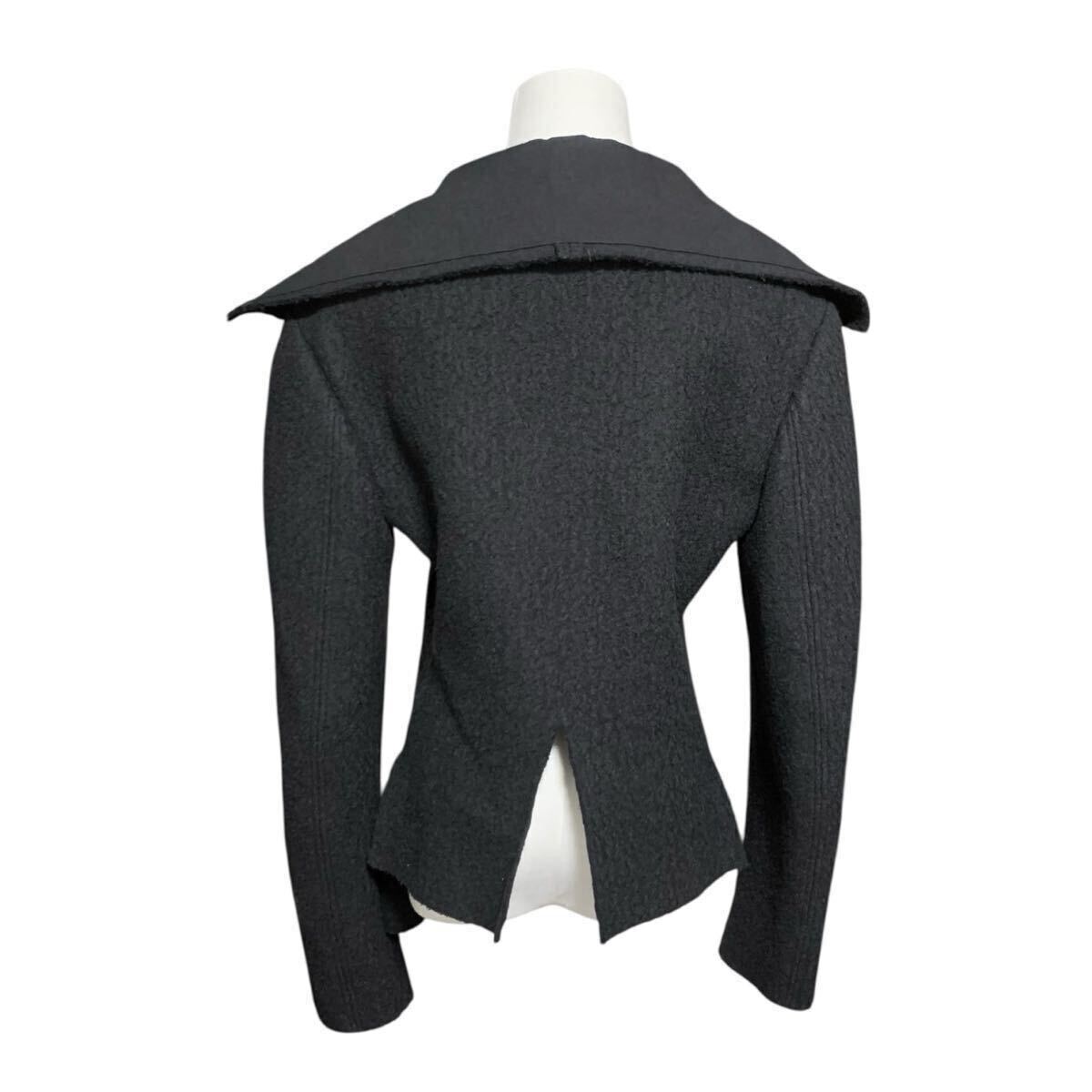 Yohji Yamamoto AW2022 Deformed Sailor Collar Jacket FE-J07-108, Charcoal Cotton and Wool, Women's Size 2, view 5