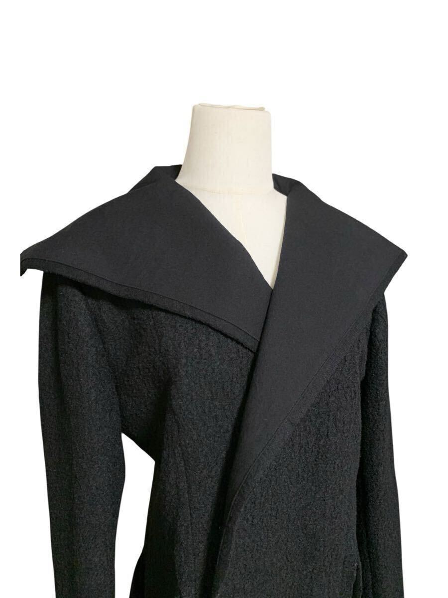 Yohji Yamamoto AW2022 Deformed Sailor Collar Jacket FE-J07-108, Charcoal Cotton and Wool, Women's Size 2, view 6