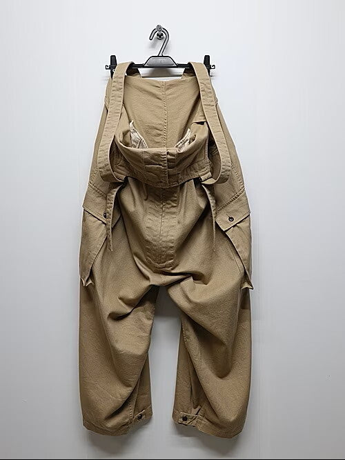 Yohji Yamamoto B.S.C. Drill M-Work Overall, Dropped-Rise Bib Dungarees, Beige Cotton, Size 3, New, view 5