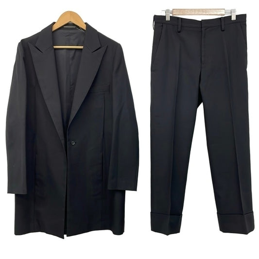 Yohji Yamamoto Femme Peak-Lapel Wool Suit FZ-J21-123, Long One-Button Jacket and Turn-Up Trousers, Black, Size 3, view 1