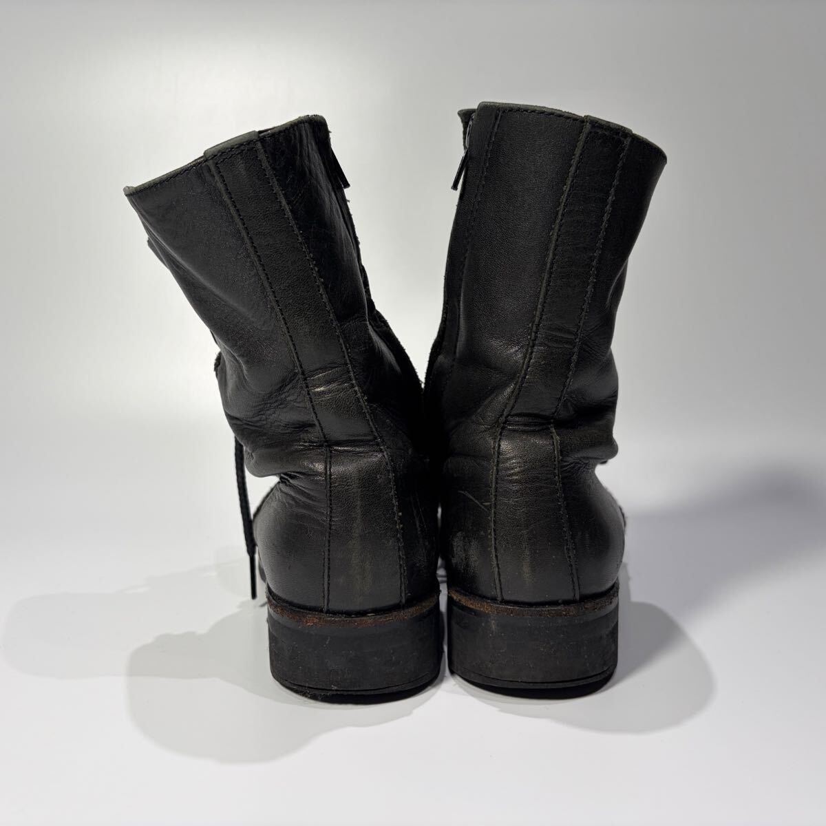 Yohji Yamamoto Femme Side-Zip Lace-Up Leather Boots FX-E07-753, Black with Strap Details, Size 5, view 5