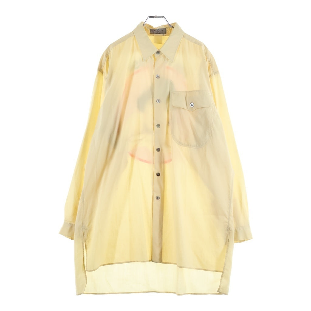 Yohji Yamamoto Pour Homme AW1991 Tokyo Rose Shirt by Saeko Tsuemura, Pale Yellow, Size M, Archive, view 2