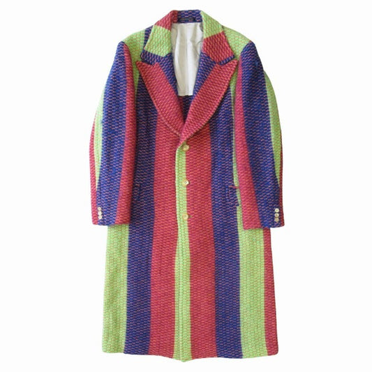 Yohji Yamamoto Pour Homme AW1994 Marionette Period Striped Wool Long Coat, Multicolour, Size L, Vintage, view 1