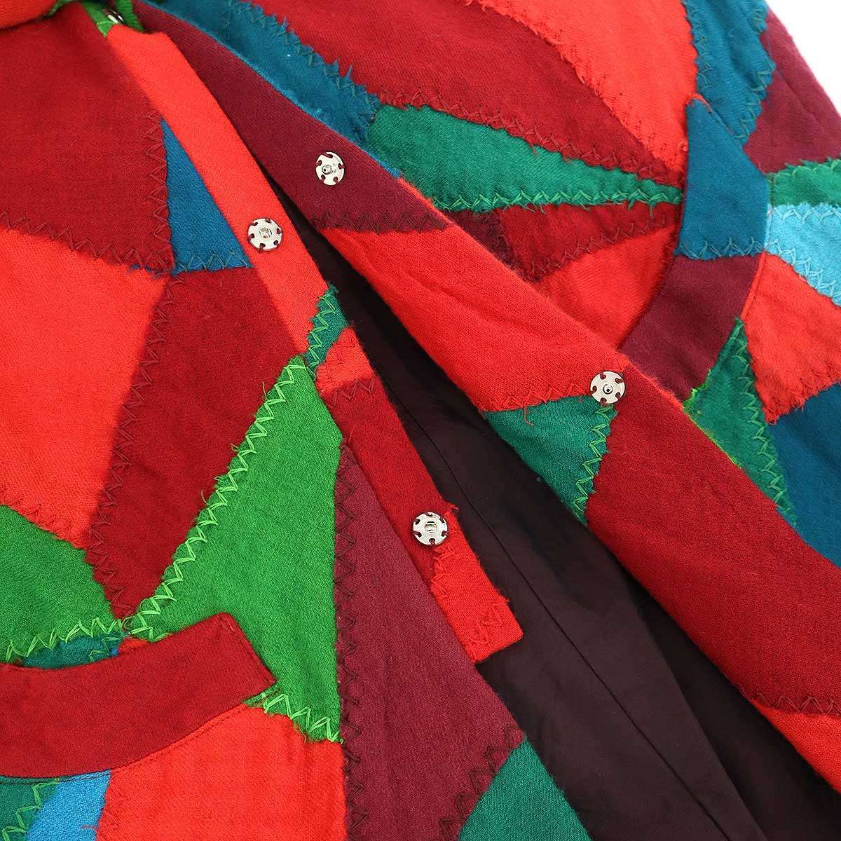 Yohji Yamamoto Pour Homme AW2000 Runway Patchwork Wool Jacket, Zigzag-Stitched Red and Green, Size 2, view 6