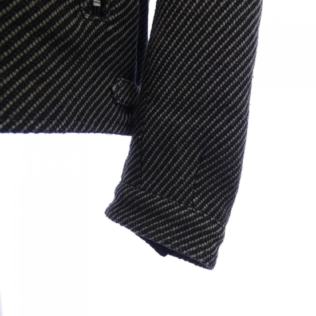 Yohji Yamamoto Pour Homme AW2024 Asymmetric Zip Blouson, Diagonal Stripe with Paisley Collar, Black Grey, Size 2, view 5