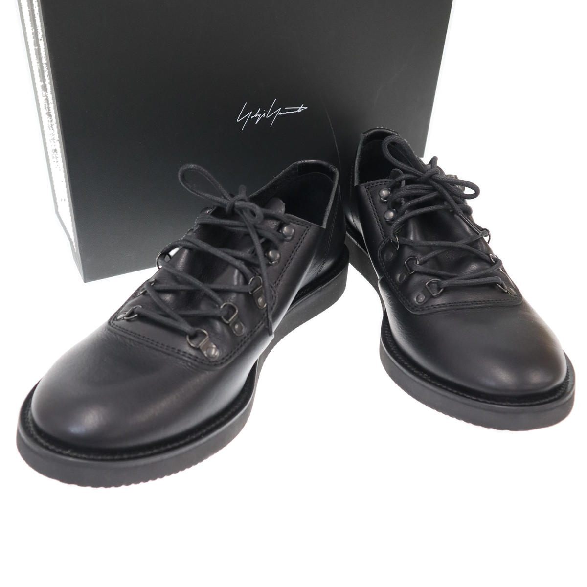 Yohji Yamamoto Pour Homme AW2026 Soft Smooth Leather Trekking Low Shoes, Black, Size 4, Boxed, view 1