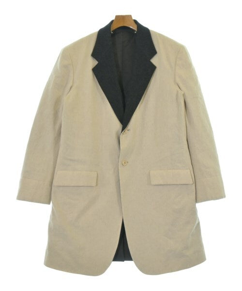 Yohji Yamamoto Pour Homme Colour Combination Long Jacket with Quilted Liner, Beige and Black, Size 2, view 1