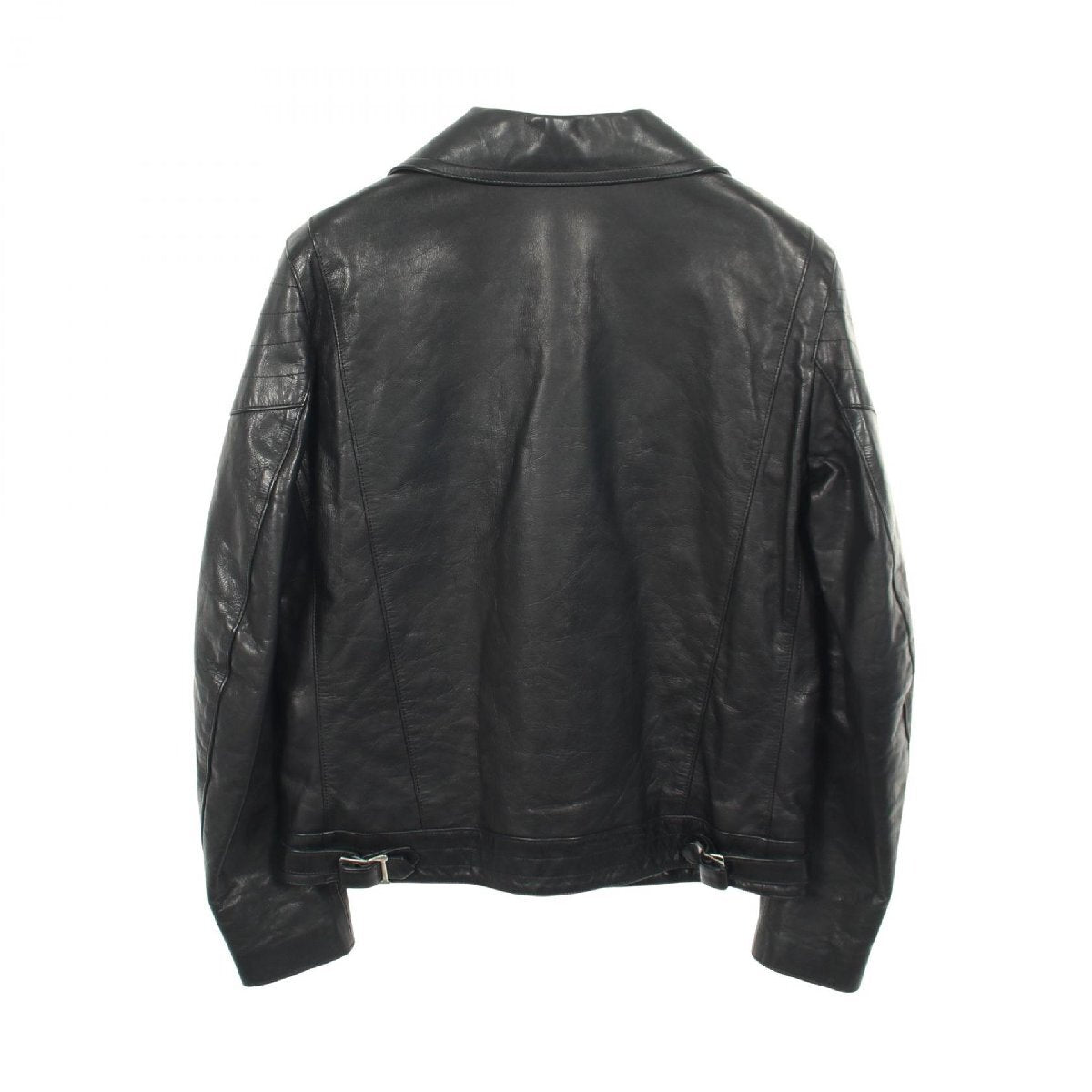 Yohji Yamamoto Pour Homme Leather Double Rider Jacket with Red Quilted Lining, Black Cowhide, Size 4, view 2